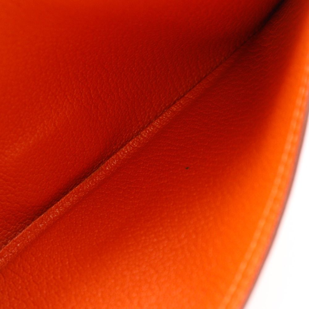 Hermes Bearn Classic Chevre Orange Silver Wallet — view 6