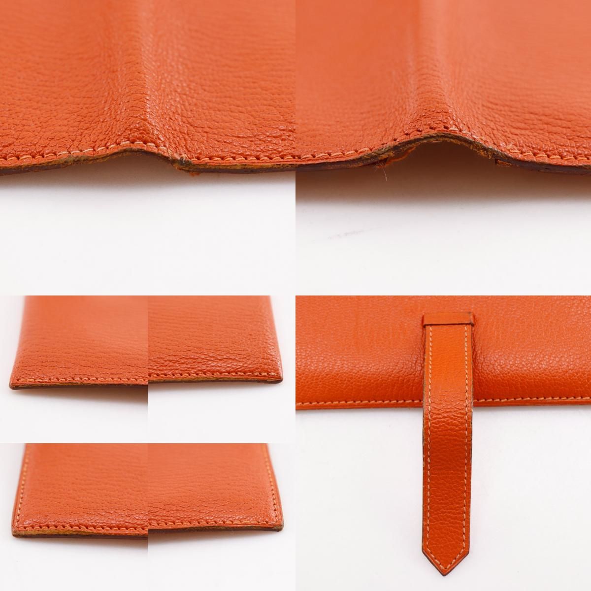 Hermes Bearn Classic Chevre Orange Silver Wallet — view 9