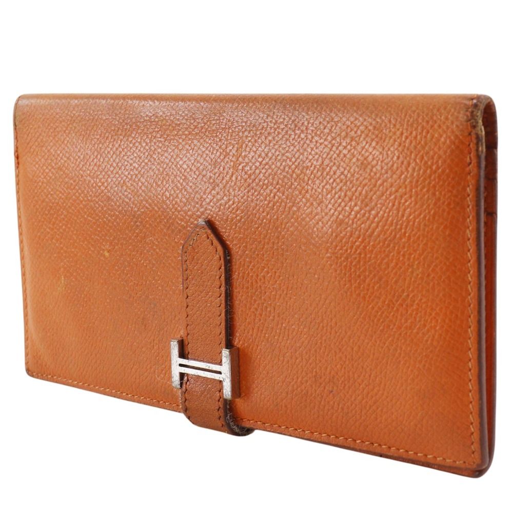 Hermes Bearn Classic Veau Epsom Orange Silver I Wallet — view 2