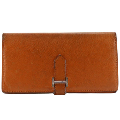Hermes Bearn Classic Veau Epsom Orange Silver I Wallet