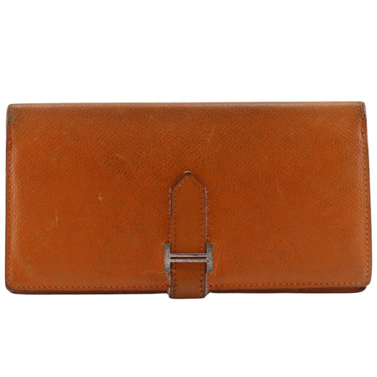 Hermes Bearn Classic Veau Epsom Orange Silver I Wallet