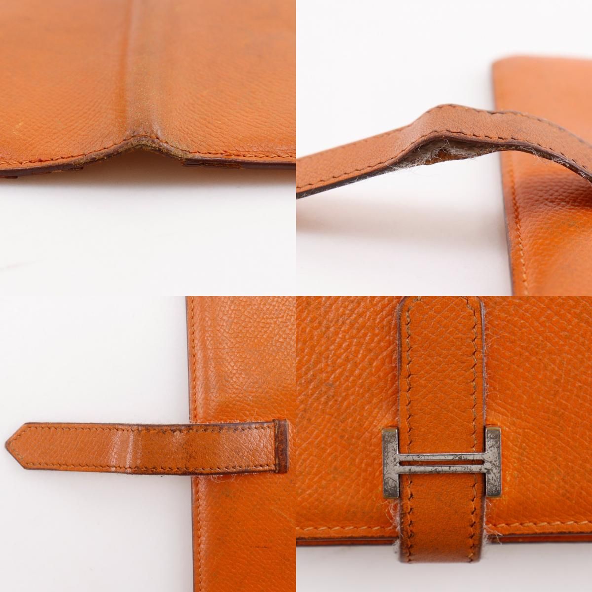 Hermes Bearn Classic Veau Epsom Orange Silver I Wallet — view 9