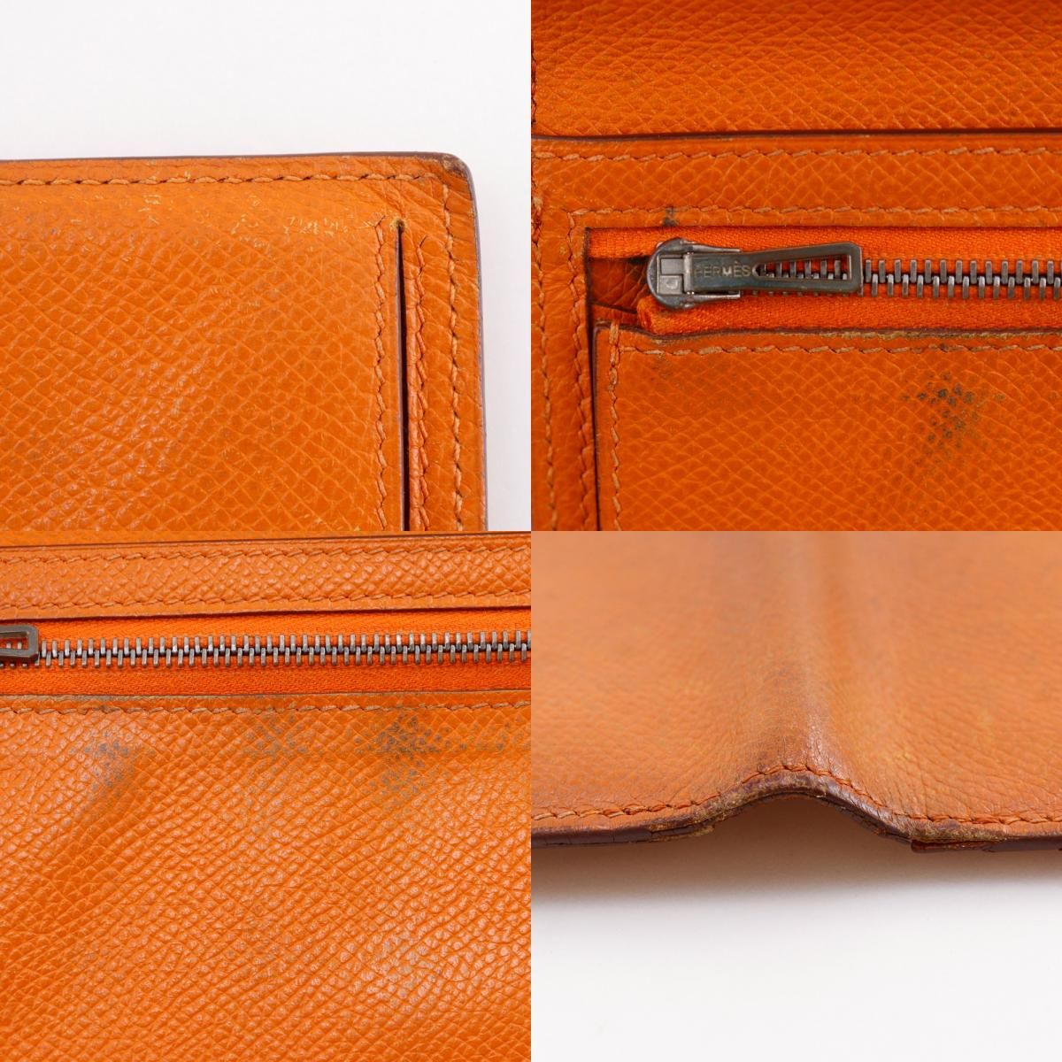 Hermes Bearn Classic Veau Epsom Orange Silver I Wallet — view 8