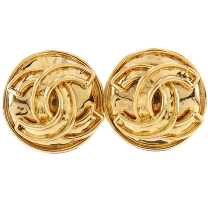 Chanel CC Logo Vintage Gold Plated Earrings