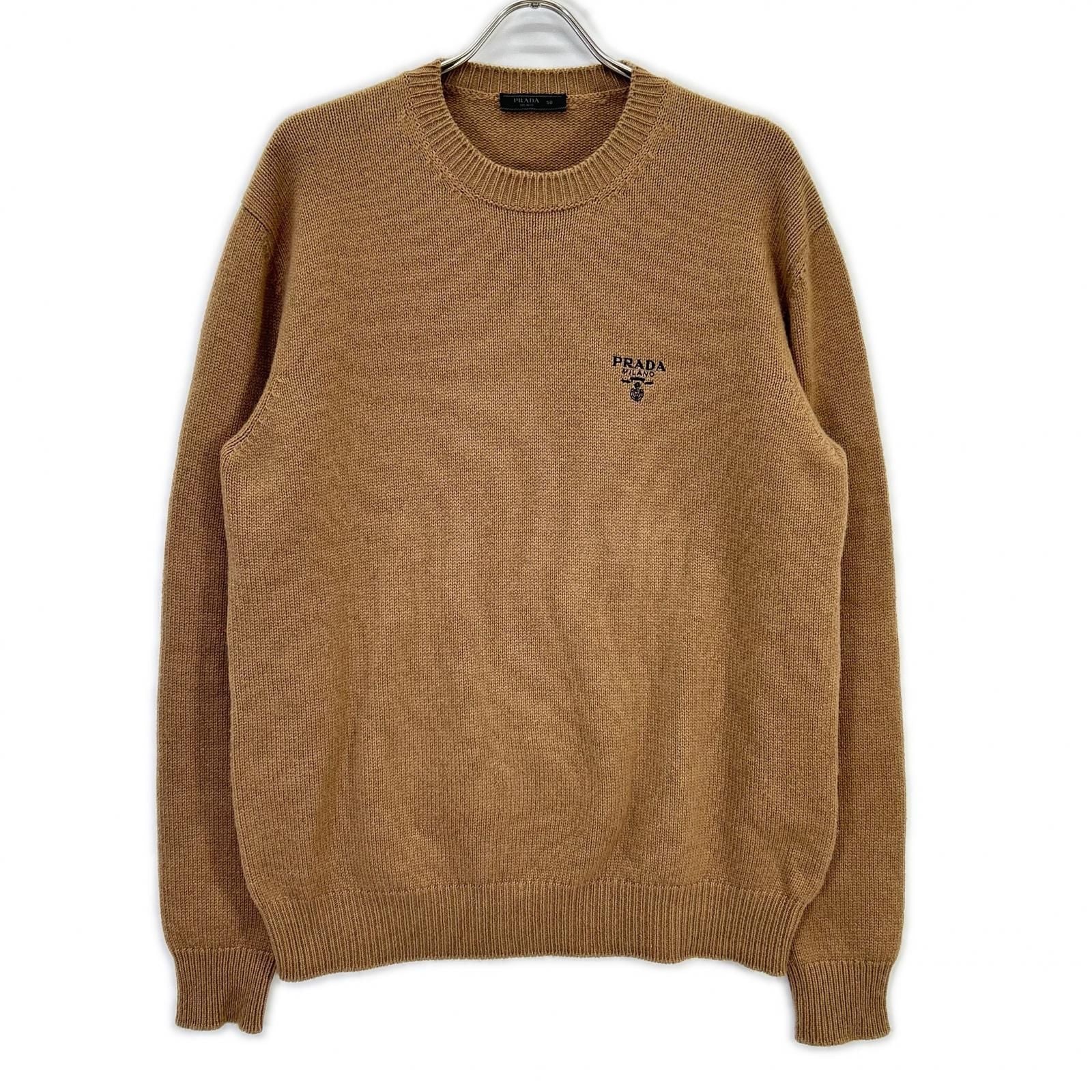 Prada Logo Embroidery Cashmere Knit Sweater 50