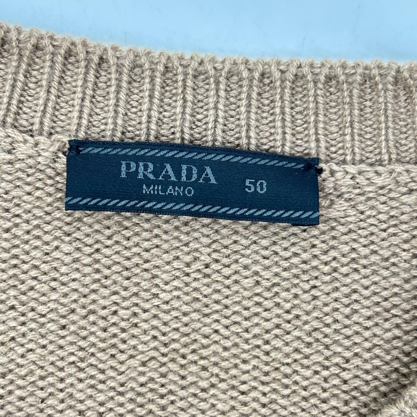 Prada Logo Embroidery Cashmere Knit Sweater 50 — view 3