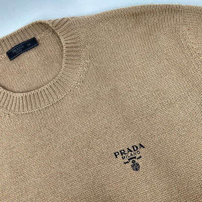 Prada Logo Embroidery Cashmere Knit Sweater 50 — view 7