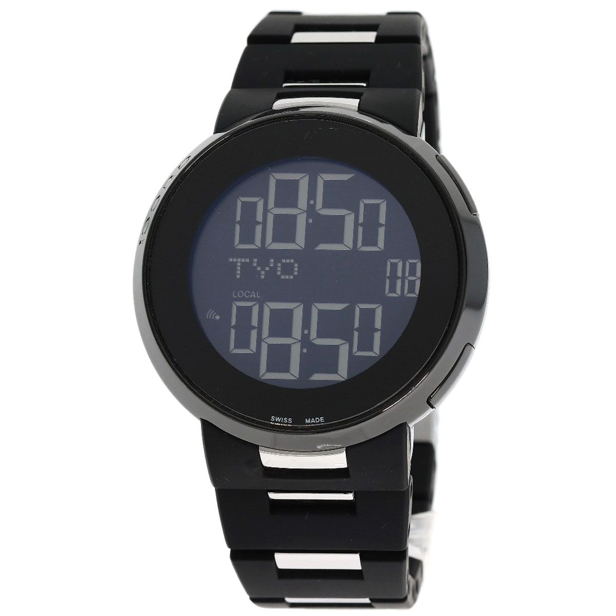 Gucci 114.2 Eye World Time Digital Watch SS Ssx Rubber