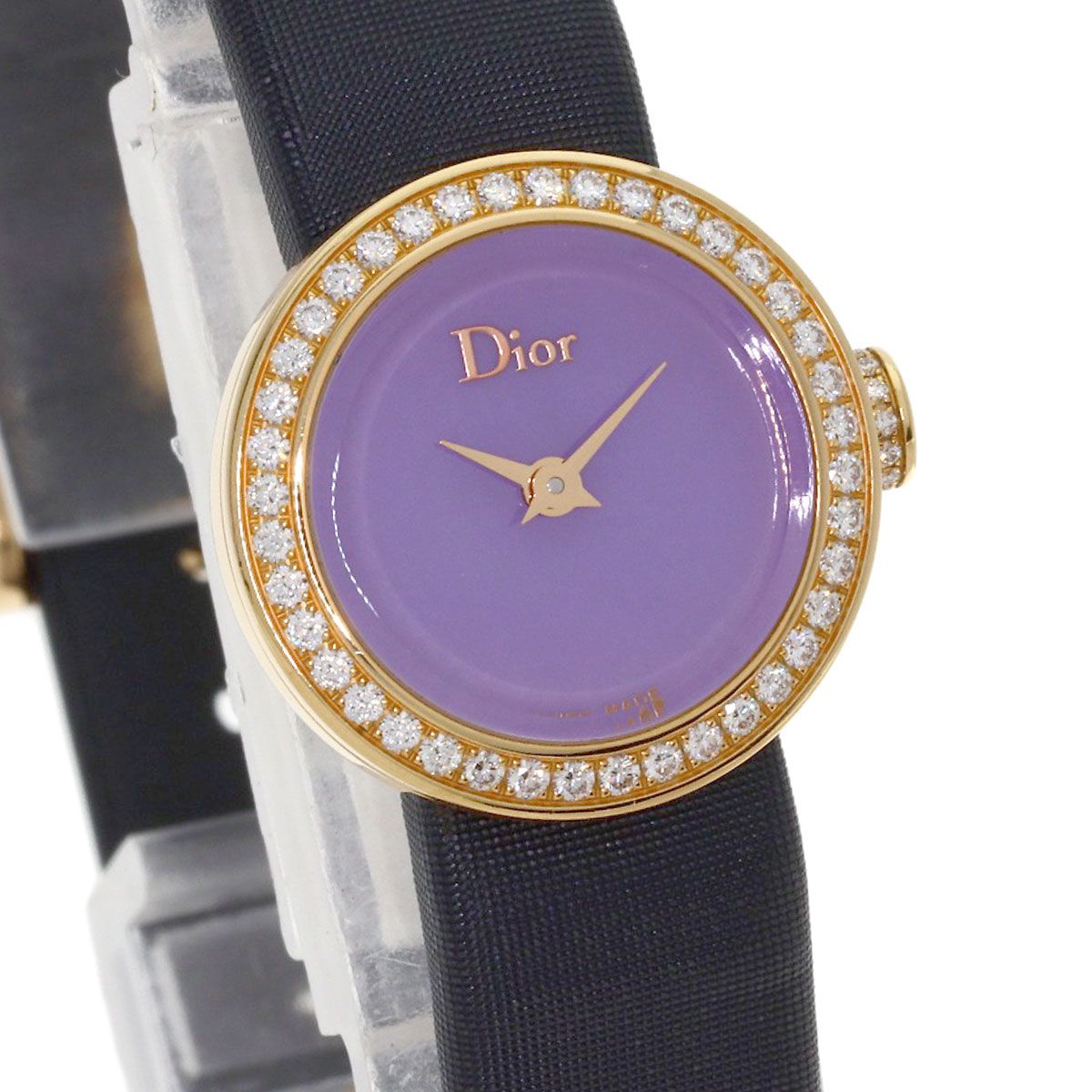 Dior la de Deux Watch 18k Pink Gold Leather Satin Diamond — view 4