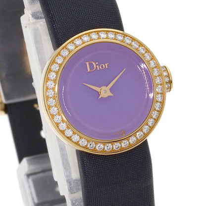 Dior la de Deux Watch 18k Pink Gold Leather Satin Diamond — view 4