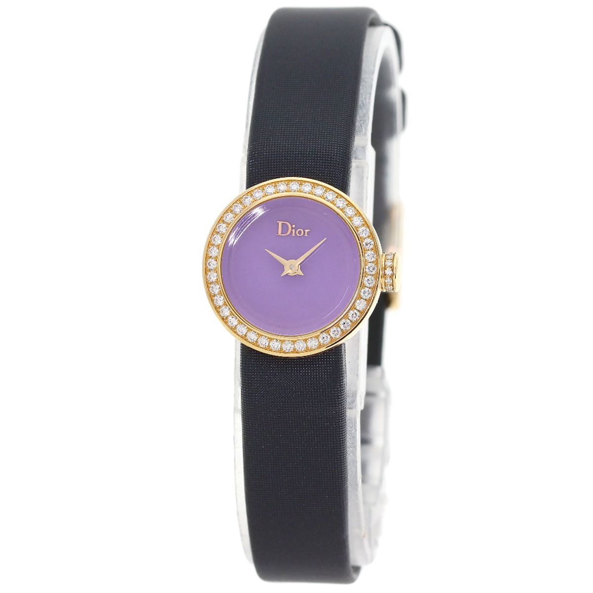 Dior la de Deux Watch 18k Pink Gold Leather Satin Diamond