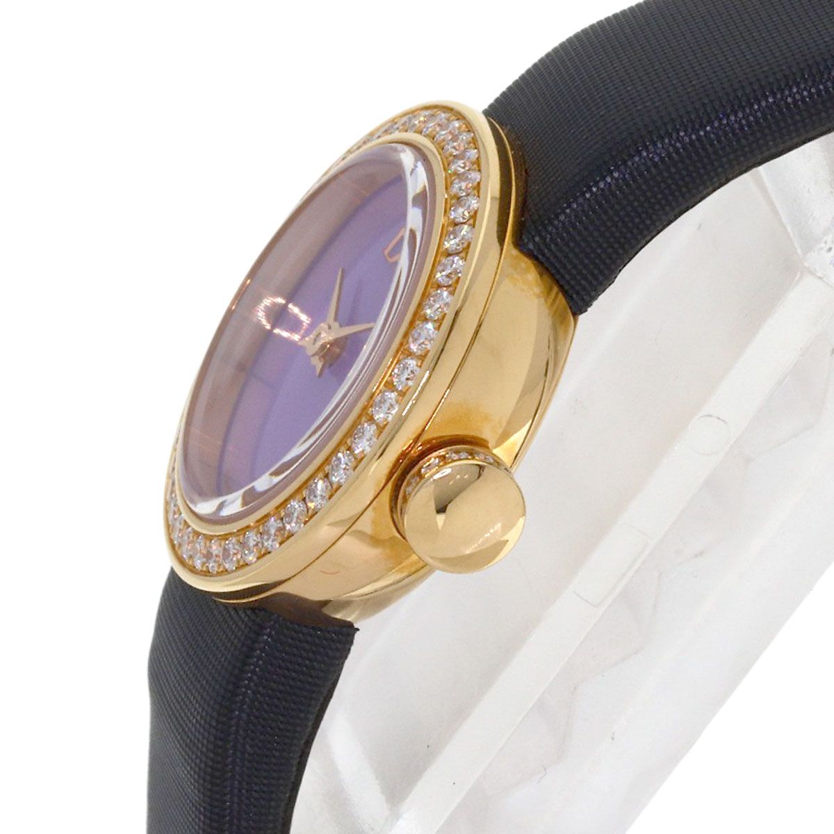 Dior la de Deux Watch 18k Pink Gold Leather Satin Diamond — view 5