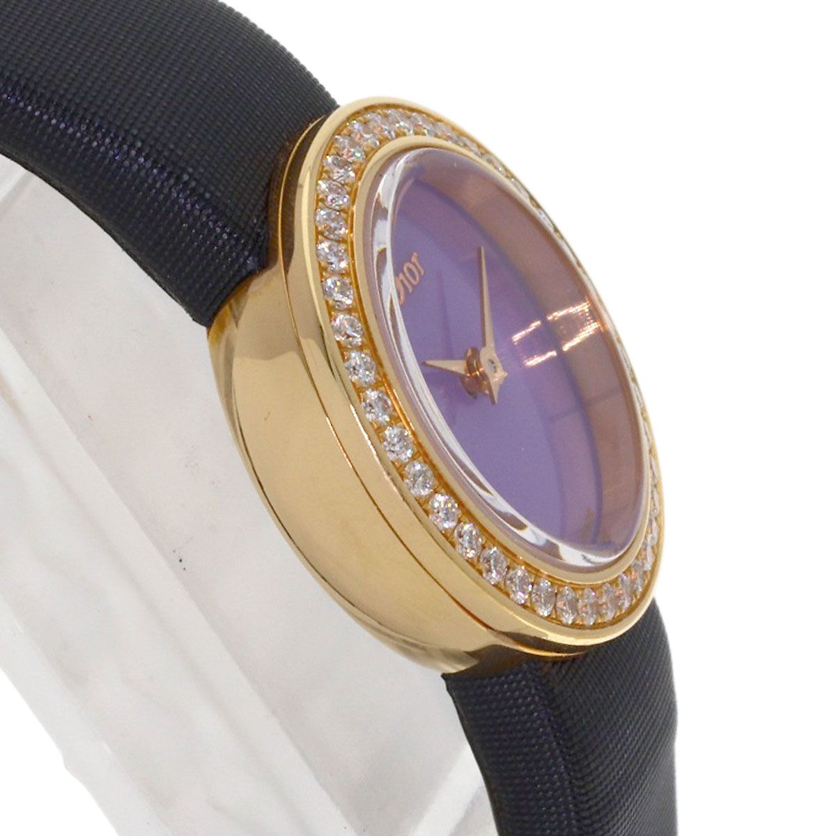 Dior la de Deux Watch 18k Pink Gold Leather Satin Diamond — view 6