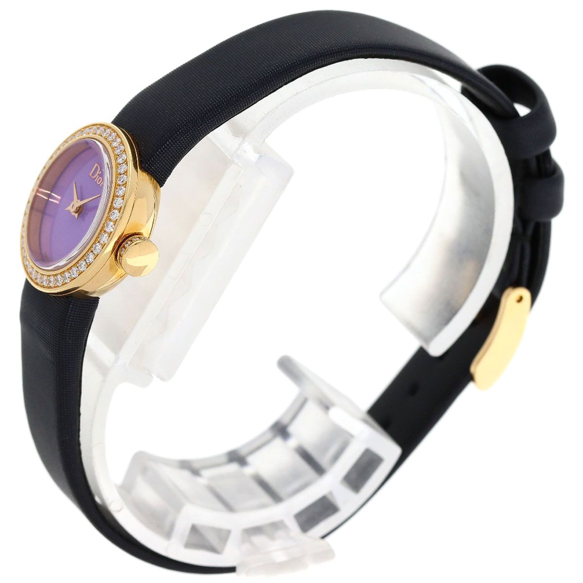 Dior la de Deux Watch 18k Pink Gold Leather Satin Diamond — view 2