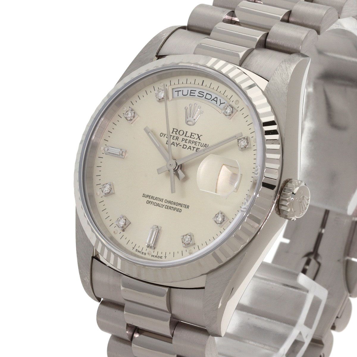 Rolex Day Date Diamond Watch 18k White Gold — view 3