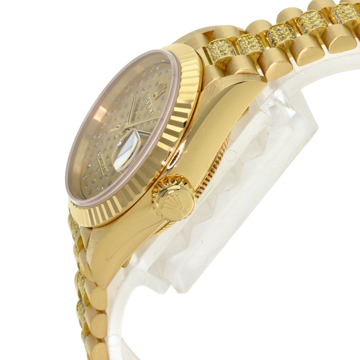Rolex Pudes Dial Diamond Watch 18k Yellow Gold Goldx — view 5