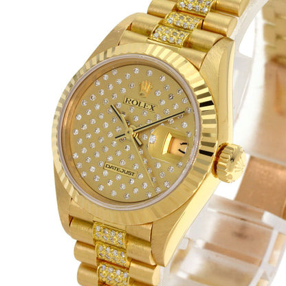 Rolex Pudes Dial Diamond Watch 18k Yellow Gold Goldx — view 3