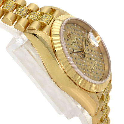 Rolex Pudes Dial Diamond Watch 18k Yellow Gold Goldx — view 6
