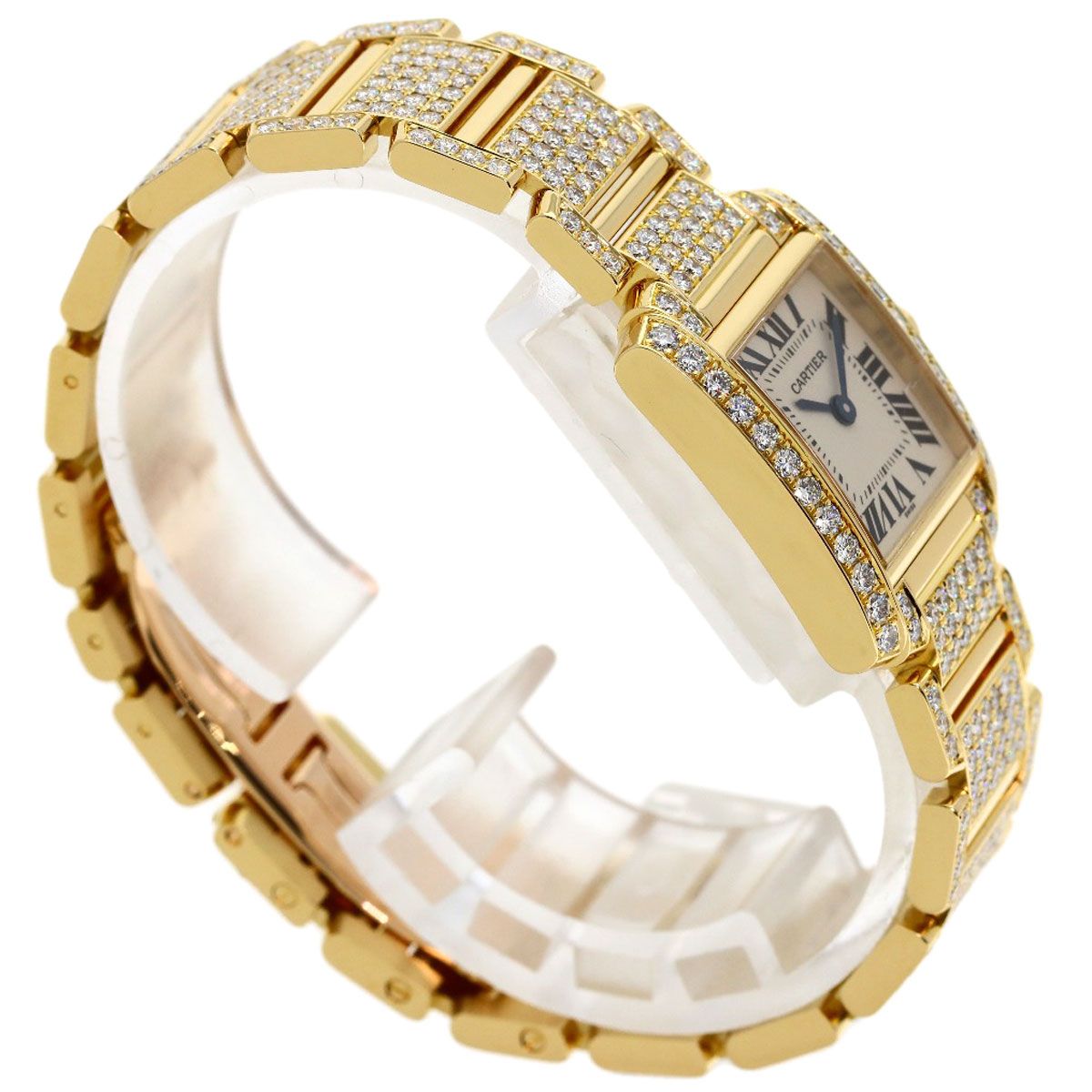 Cartier Tank Francaise SM Full Diamond Watch 18k Yellow Gold — view 2