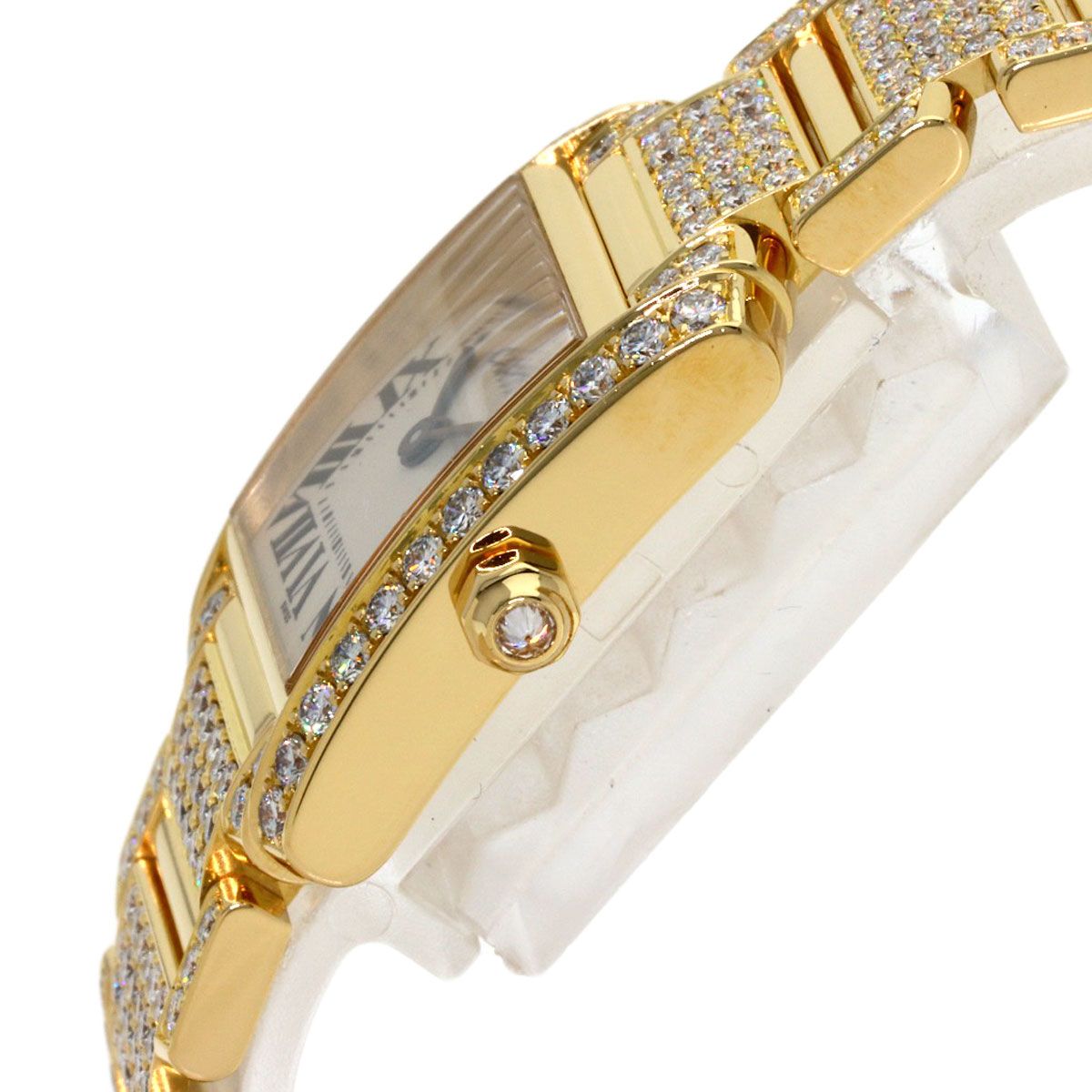 Cartier Tank Francaise SM Full Diamond Watch 18k Yellow Gold — view 5