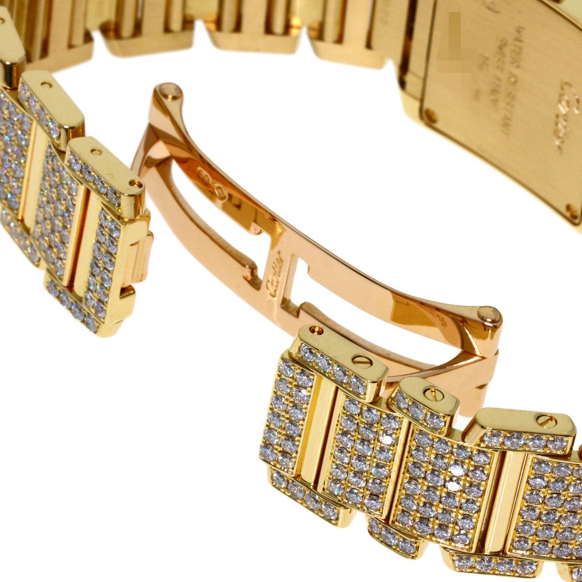 Cartier Tank Francaise SM Full Diamond Watch 18k Yellow Gold — view 8