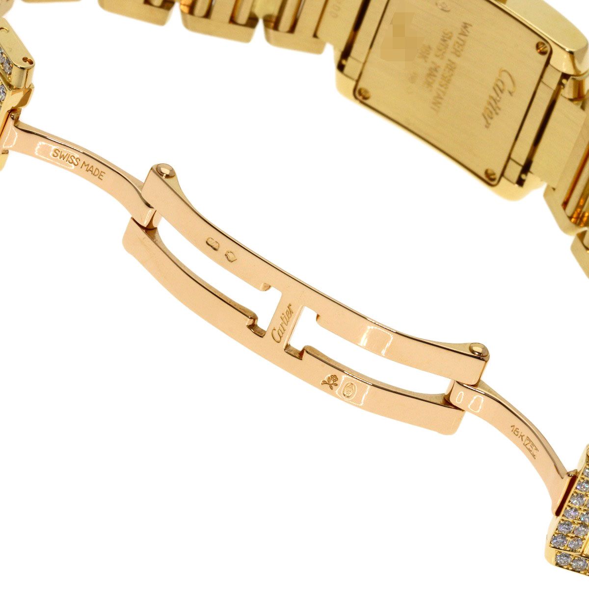 Cartier Tank Francaise SM Full Diamond Watch 18k Yellow Gold — view 9