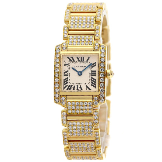 Cartier Tank Francaise SM Full Diamond Watch 18k Yellow Gold