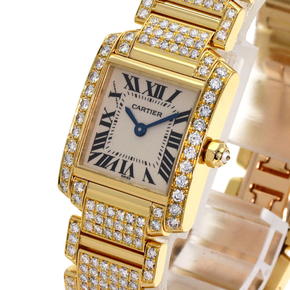 Cartier Tank Francaise SM Full Diamond Watch 18k Yellow Gold — view 3
