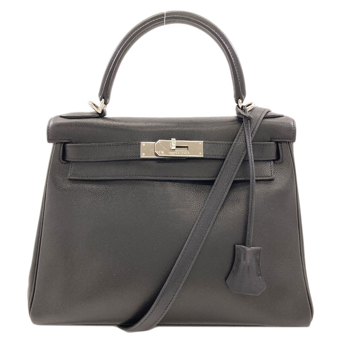 Hermes Kelly 28 Retourne Silver Handbag Epsom