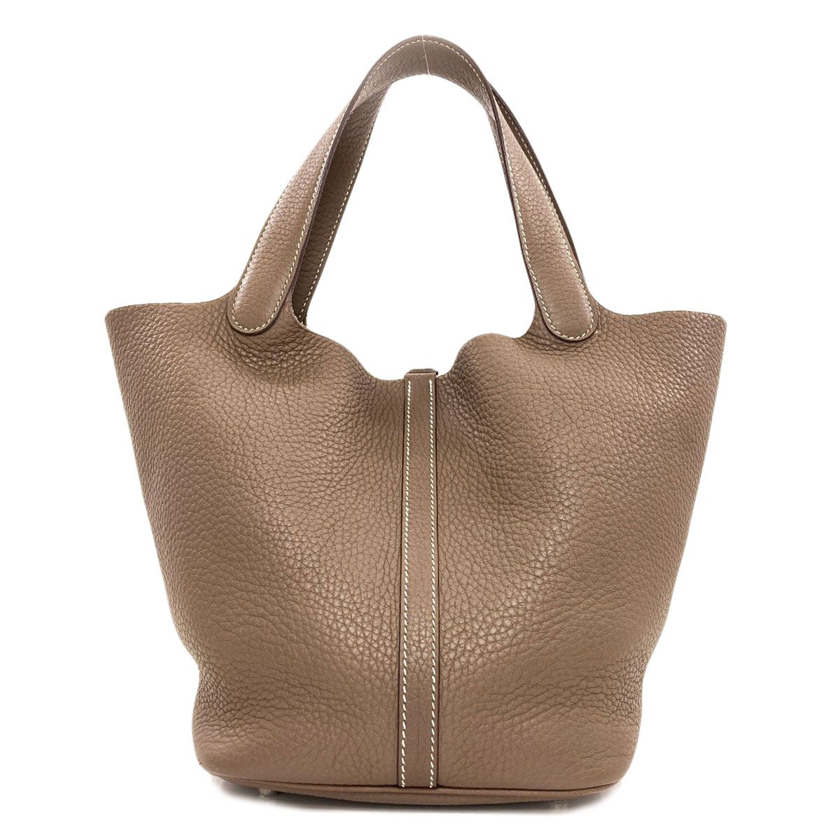 Hermes Picotin Lock MM Etoupe Silver Handbag Taurillon — view 2