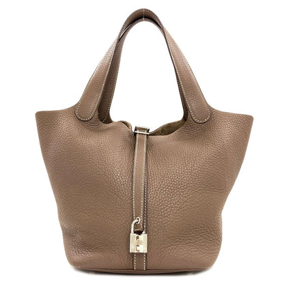 Hermes Picotin Lock MM Etoupe Silver Handbag Taurillon