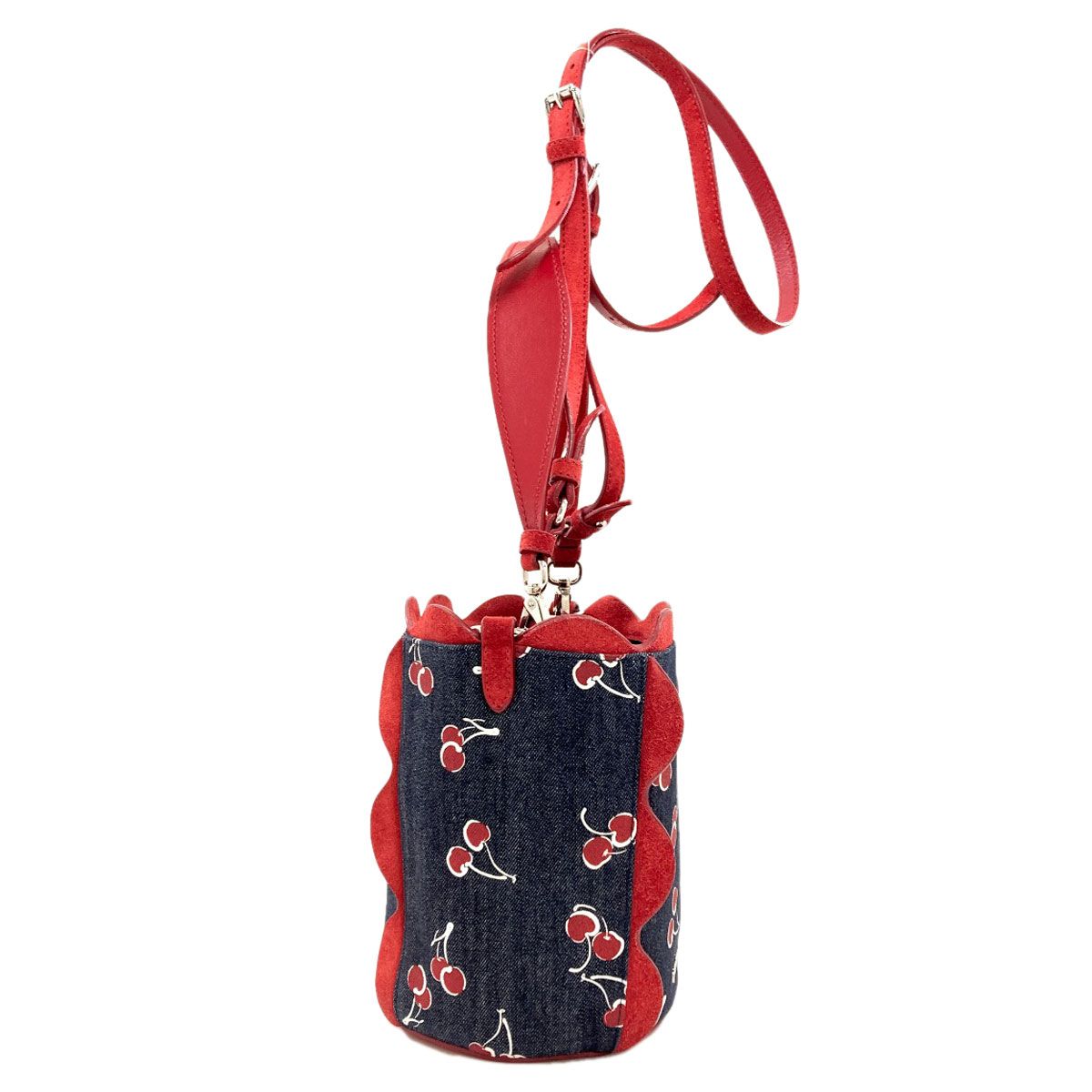 Miu Miu Cherry Print 2-Way Shoulder Bag Denim — view 3