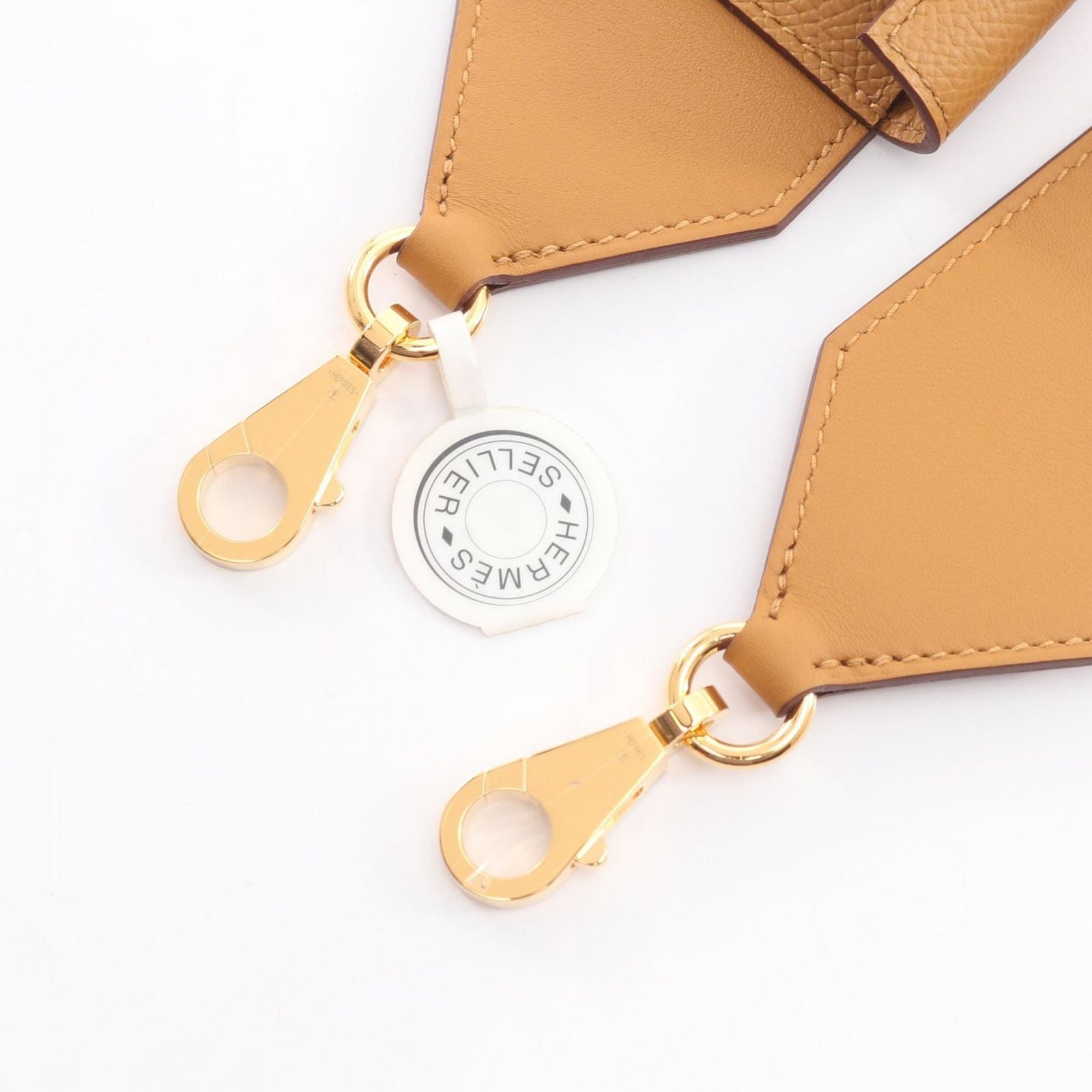 Hermes Shoulder Strap Bandouliere Kelly Pocket Orange Yellow Leather Sesame — view 3