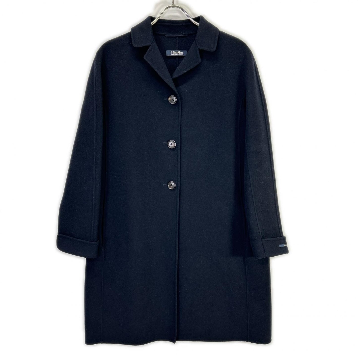 Max Mara S Maxmara Cucito a Navy Wool 100 Che Star Coat