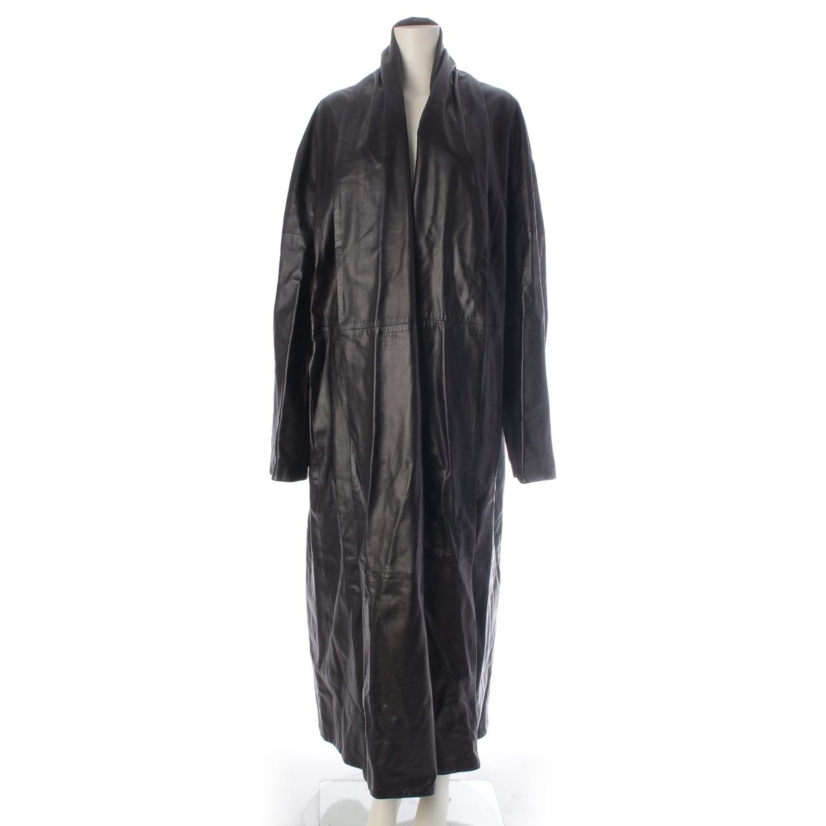 Hermes All Leather Martin Margiela Era Double de Meme Coat Lambskin Long Black