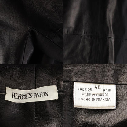 Hermes All Leather Martin Margiela Era Double de Meme Coat Lambskin Long Black — view 9