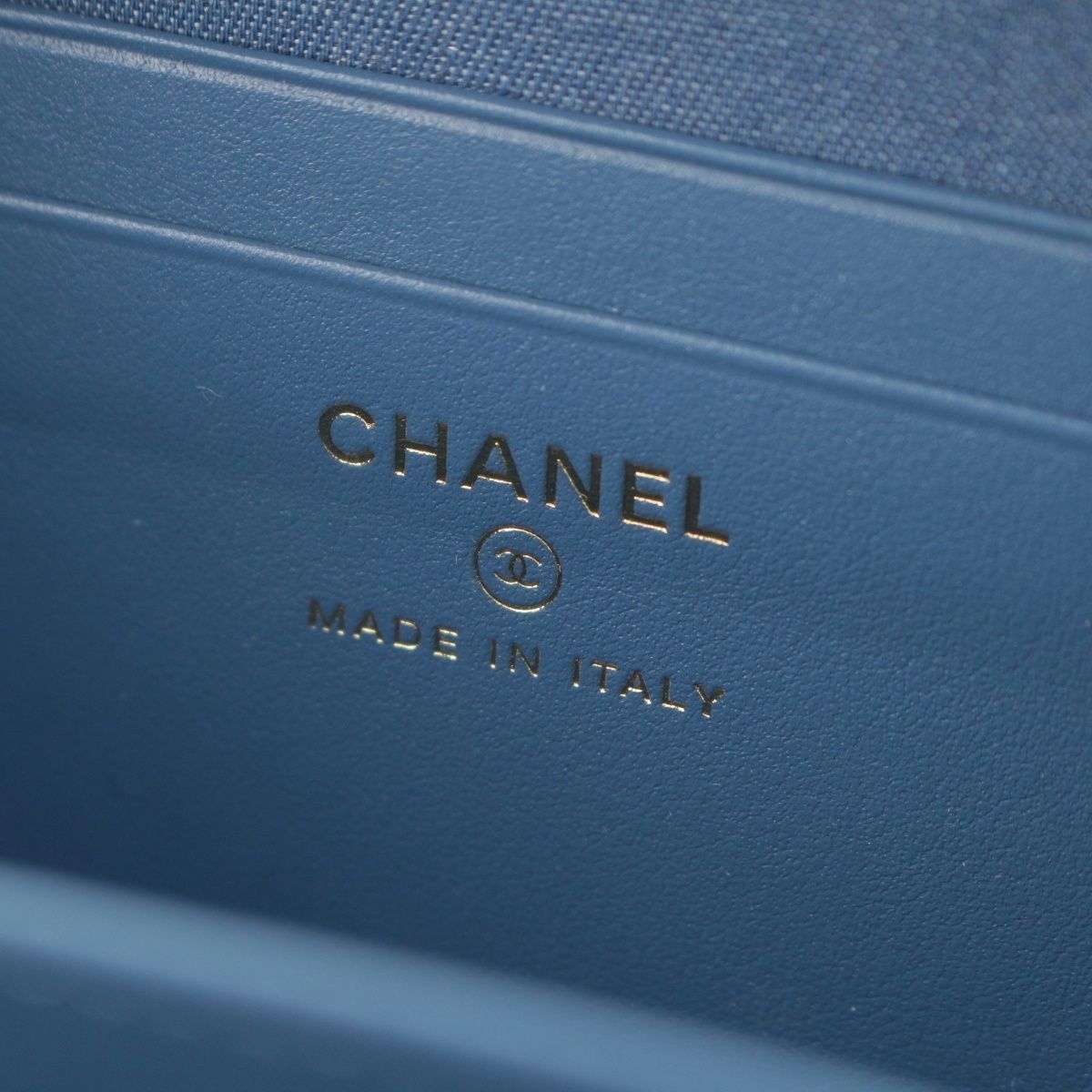 Chanel Quilted Denim CC Logo Camera Shoulder Bag Blue — view 7