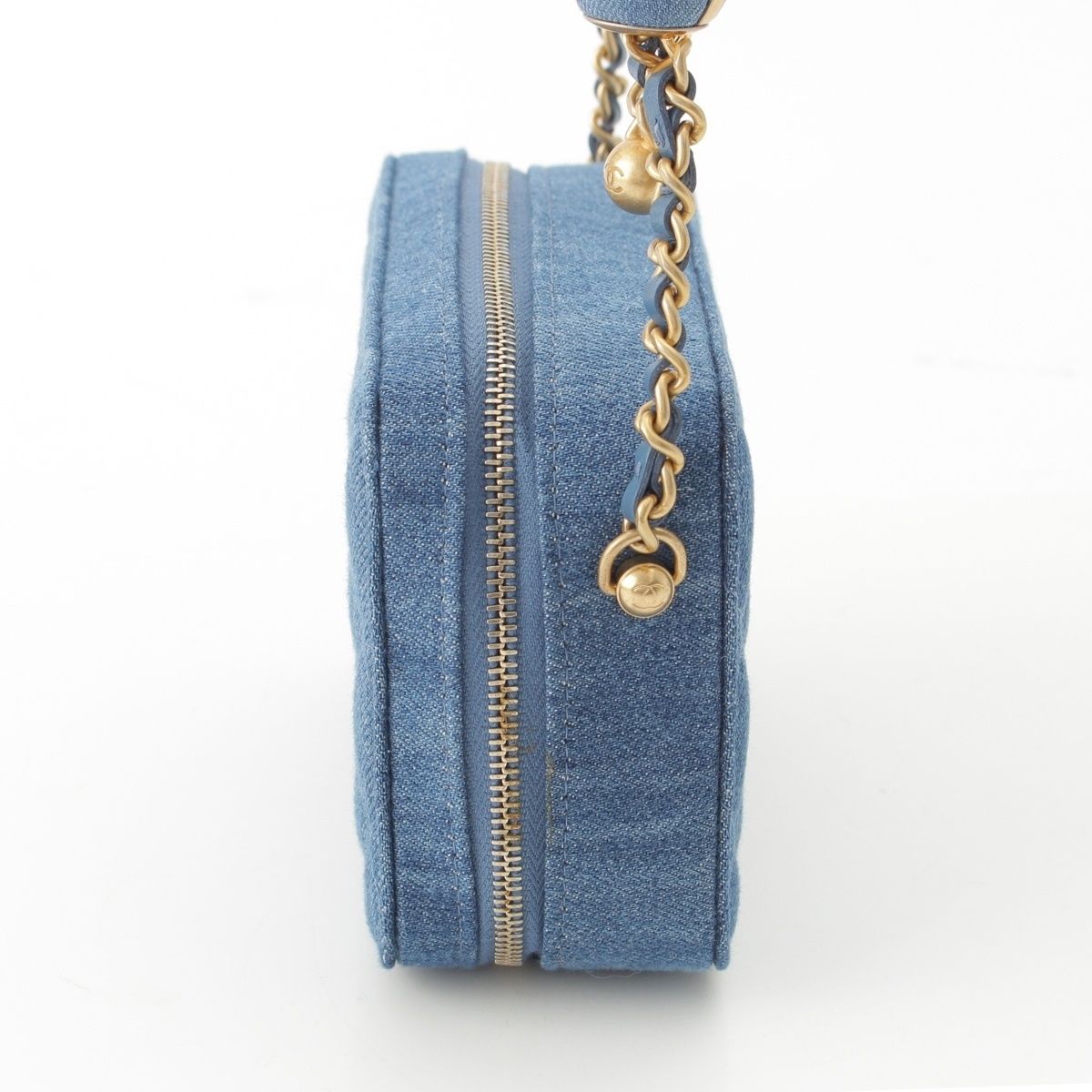 Chanel Quilted Denim CC Logo Camera Shoulder Bag Blue — view 3