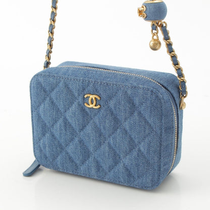 Chanel Quilted Denim CC Logo Camera Shoulder Bag Blue — view 2