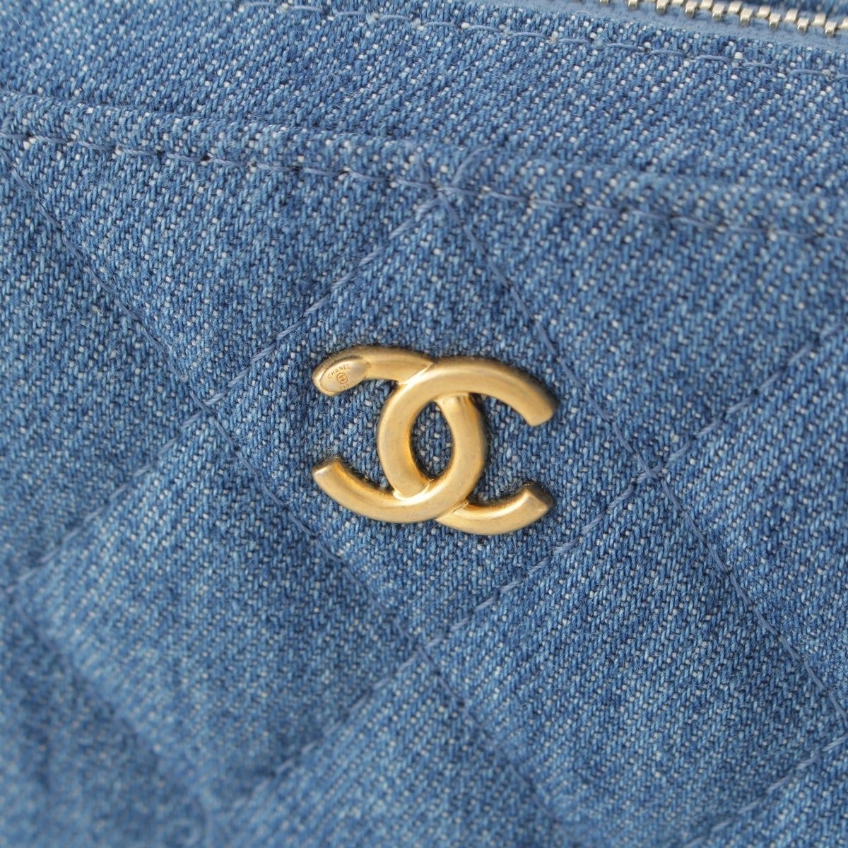 Chanel Quilted Denim CC Logo Camera Shoulder Bag Blue — view 8