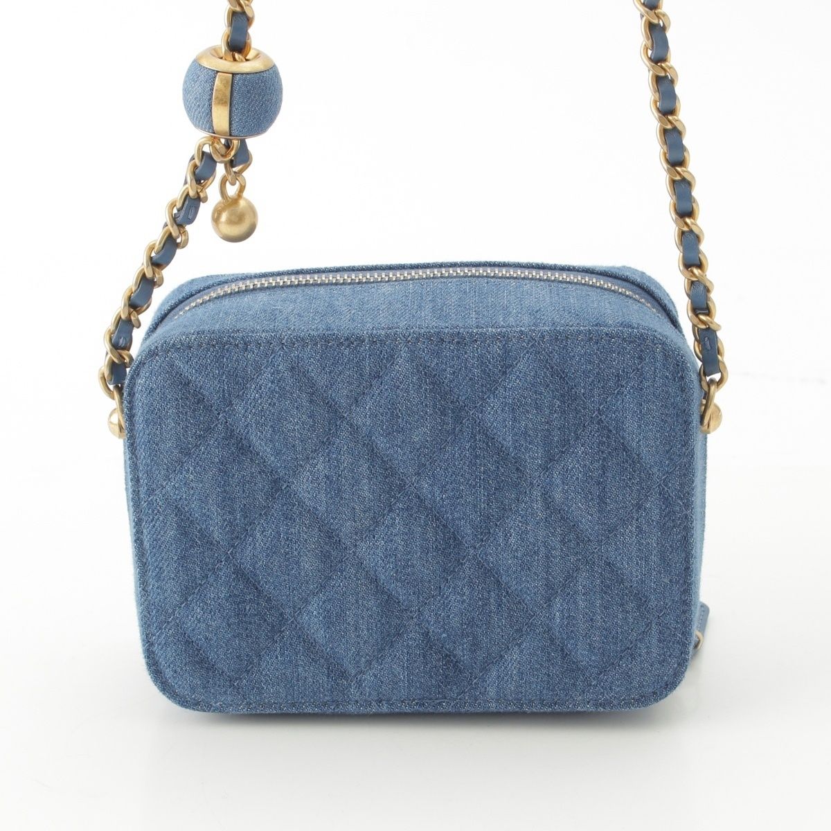 Chanel Quilted Denim CC Logo Camera Shoulder Bag Blue — view 4