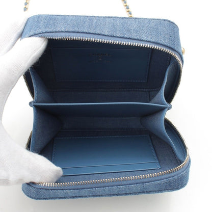 Chanel Quilted Denim CC Logo Camera Shoulder Bag Blue — view 6