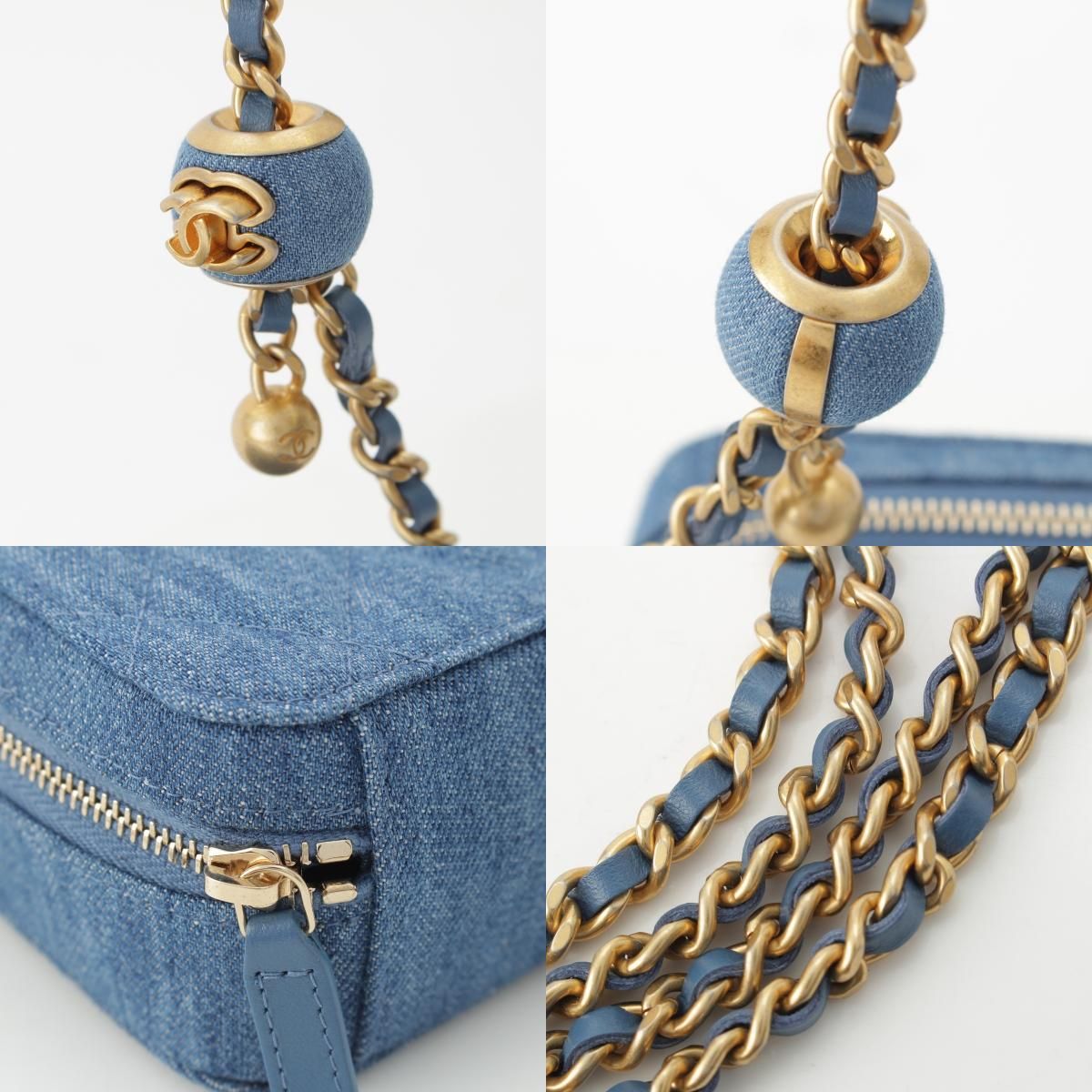 Chanel Quilted Denim CC Logo Camera Shoulder Bag Blue — view 9