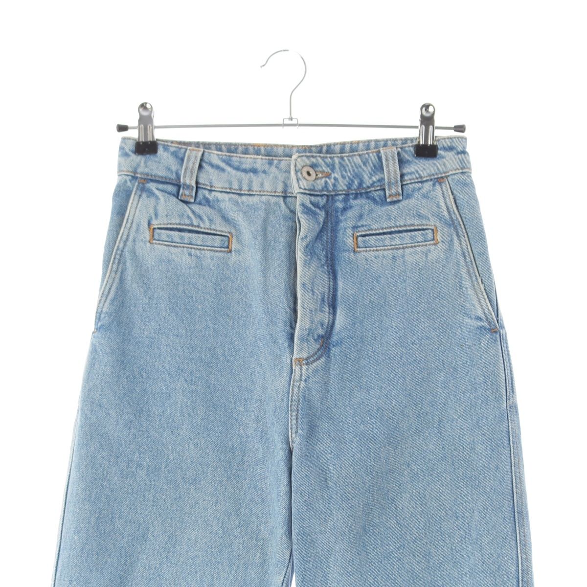 Loewe Fisherman Cotton Denim Logo Patch Button Fly Pants Ice Blue 42 — view 3