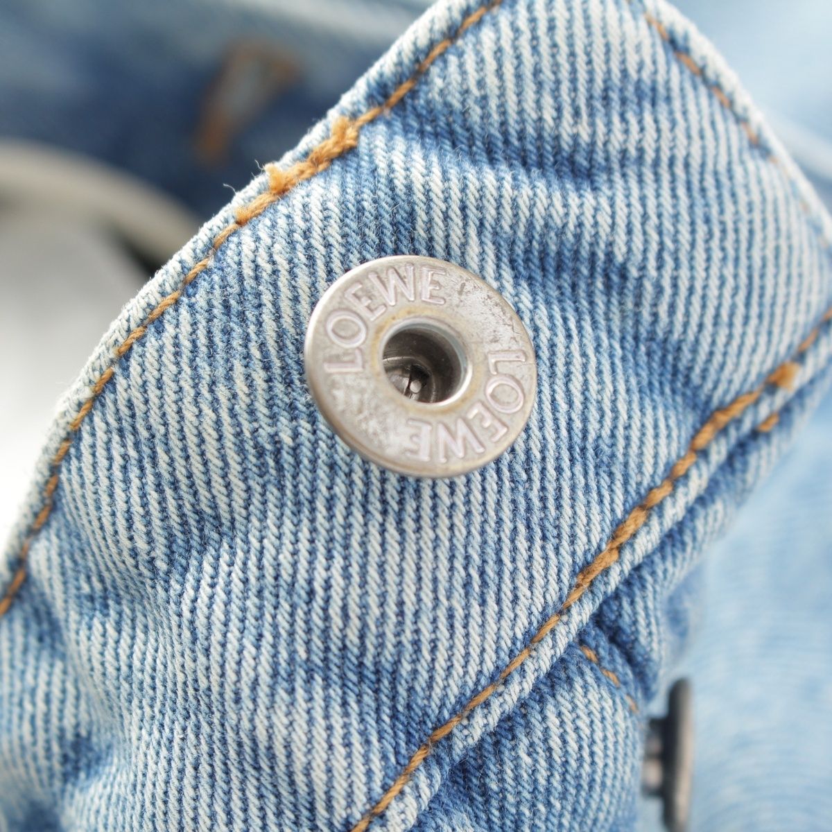 Loewe Fisherman Cotton Denim Logo Patch Button Fly Pants Ice Blue 42 — view 7