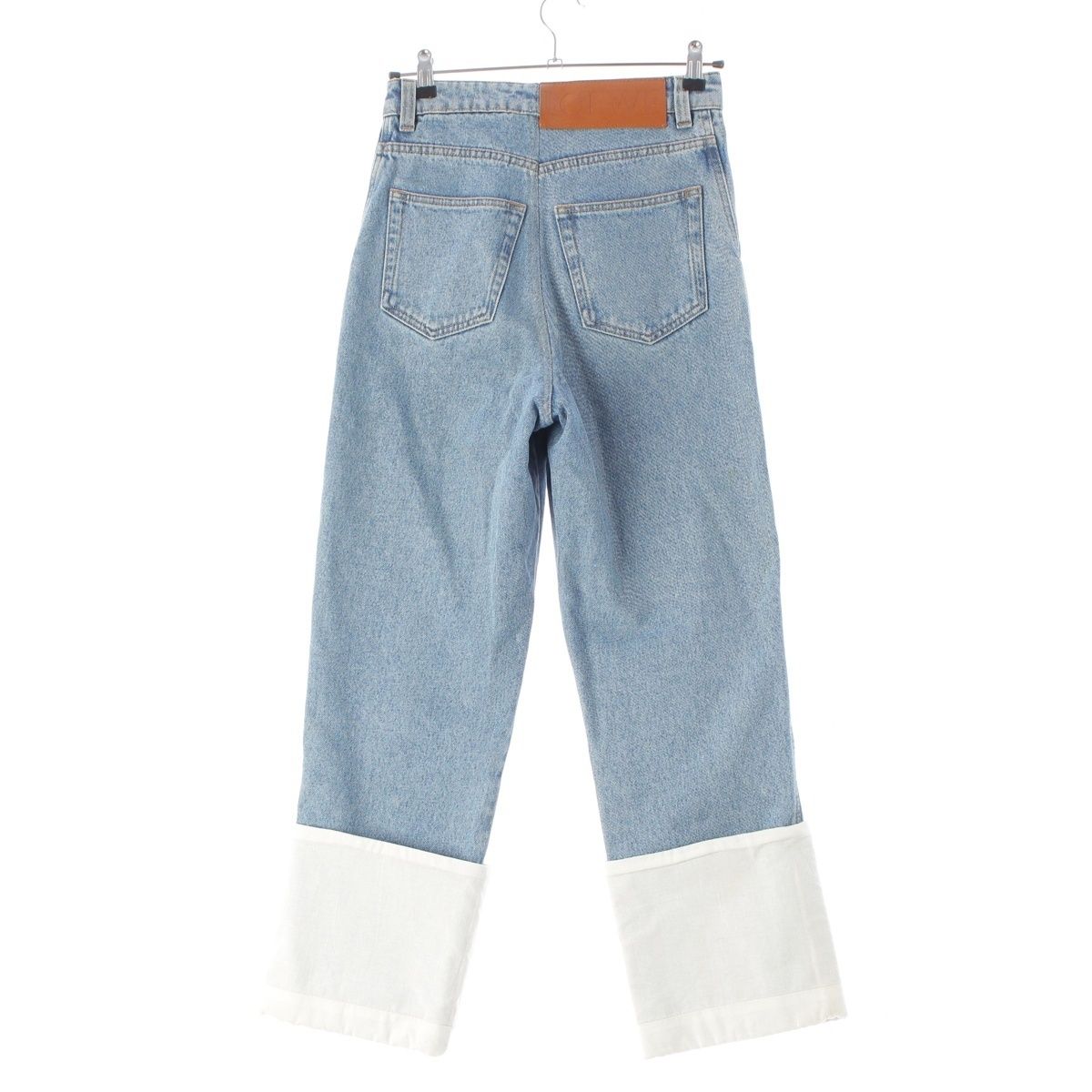 Loewe Fisherman Cotton Denim Logo Patch Button Fly Pants Ice Blue 42 — view 2