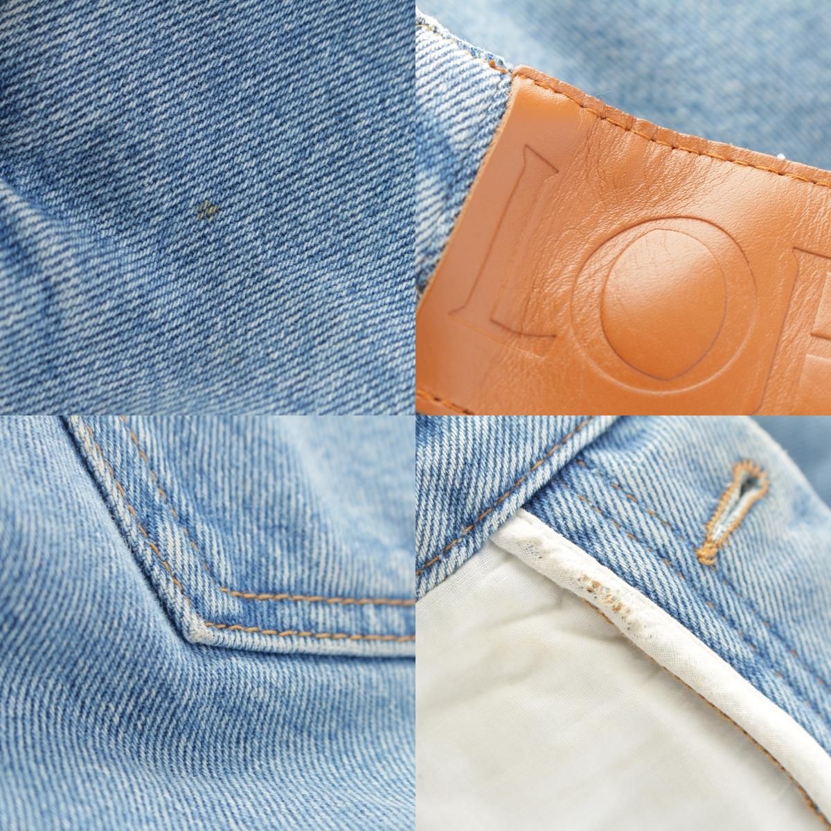 Loewe Fisherman Cotton Denim Logo Patch Button Fly Pants Ice Blue 42 — view 8