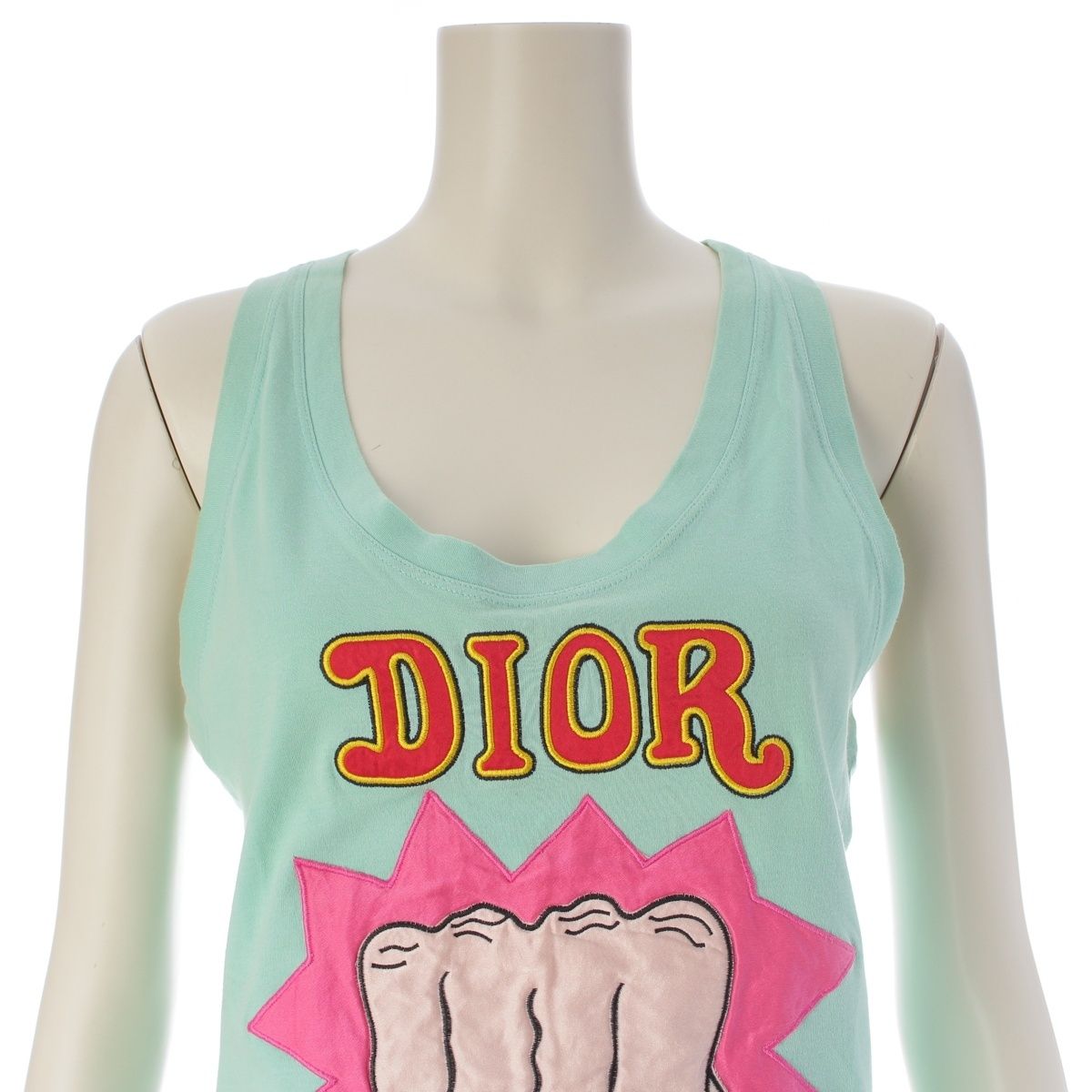 Dior Galliano Era Not War Logo Tank Top Light Green 42 — view 5