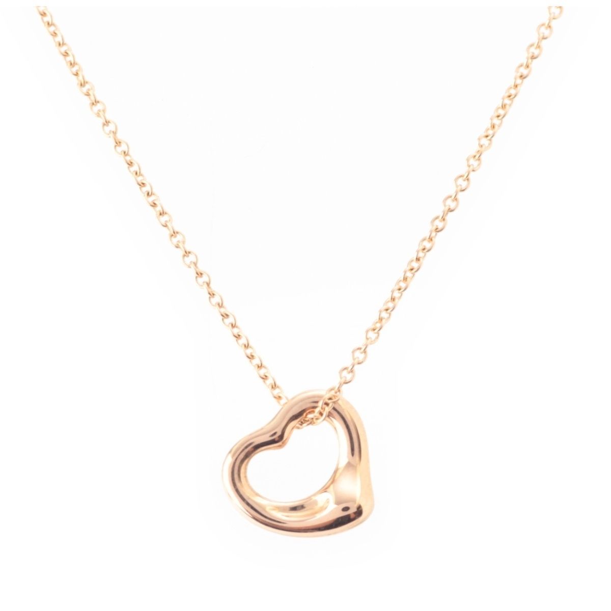 Tiffany & Co Open Heart Pendant Necklace 18k Pink Gold