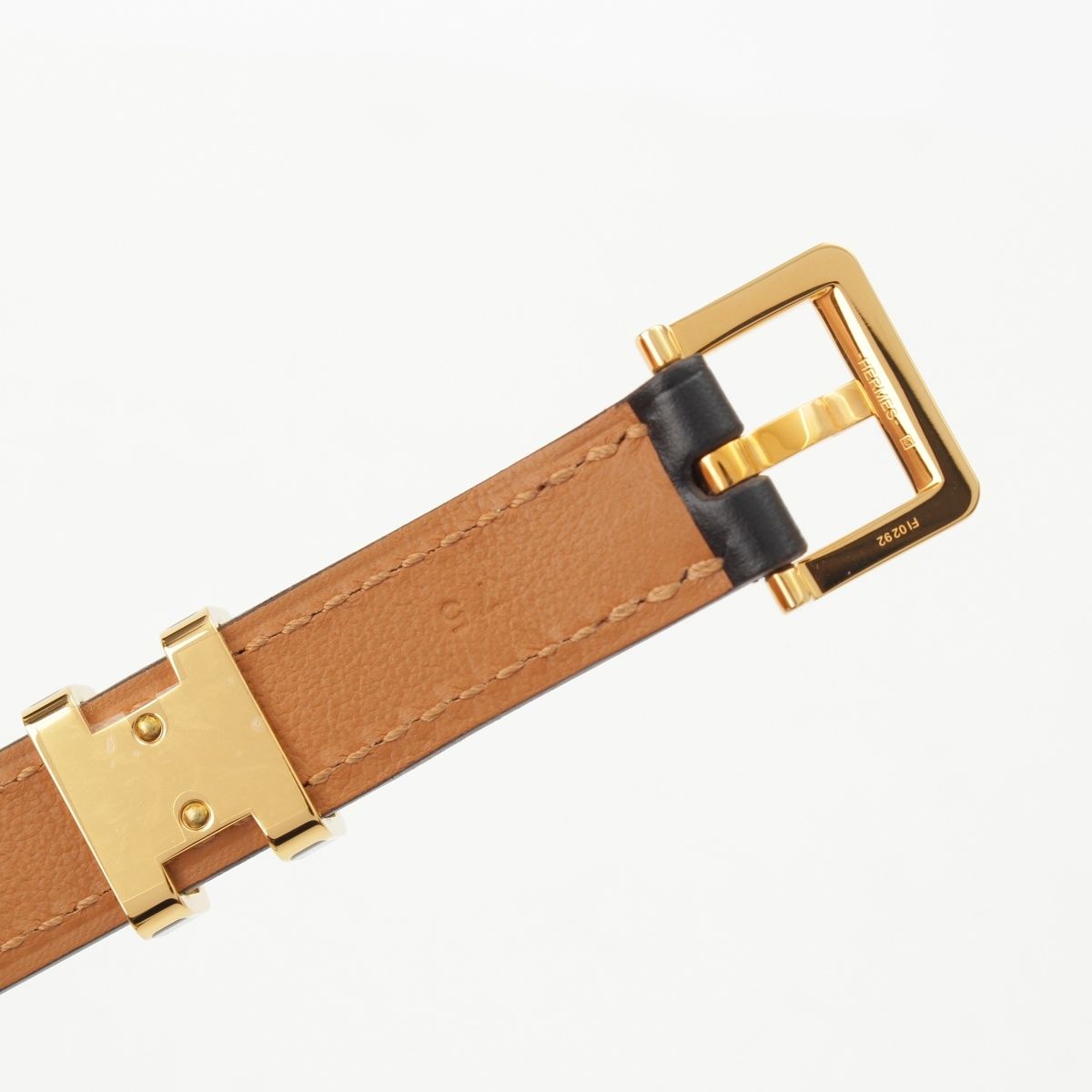 Hermes Pop 15 Leather Pop Belt Black Gold 75 — view 7